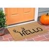 HomeRoots 17" X 29" Natural And Black Hello With Antlers Coir Outdoor Door Mat - 2 of 4