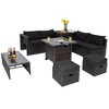 Costway 9 PCS Patio Furniture Set with 32" Fire Pit Table 50,000 BTU Square Propane Fire Pit Black/Grey/Navy/Red/Turquoise/White - 2 of 4