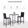 Aghana Digitals 3-Piece Outdoor PE Rattan Bar Furniture: Tempered Glass Top Table & 2 Stools with - 3 of 4