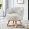 Lyngins Swivel Accent Chairs with Cross-shaped Wood Base,Upholstered Round Swivel Reading Chairs,Linen Sofa Chairs for Bedroom,Living Room - 2 of 4