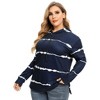 WhizMax Women Plus Size Striped Color Block hoodie Drawstring Long Sleeve Hooded Pullover Sweatshirt - 4 of 4