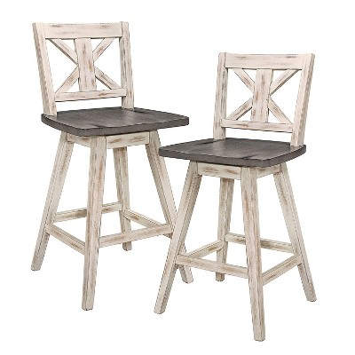 Photo 1 of **PARTS ONLY ** Homelegance Amsonia 360 Swivel High Dining Chair Stool Set for Counter Height Bars, Pubs, or Kitchens, Distressed White and Gray (2 Pack)