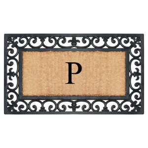 A1HC Natural Rubber & Coir 18x30, Monogrammed Doormat For Outdoor Entrance, Anti-Shed Treated Mat - 1 of 4