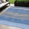 Navy Blue And Gray Striped Washable Indoor Outdoor Area Rug - 2 of 4