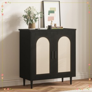 Rattan Buffet Cabinet with Storage, Single Door Accent Console Table for Entryway - 1 of 4