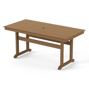 Rectangle Outdoor Dining Tables for 6, HDPS Weather Resistant Patio Dining Table, 66" Outdoor Tables with 1.96" Umbrella Hole. - 1 of 4