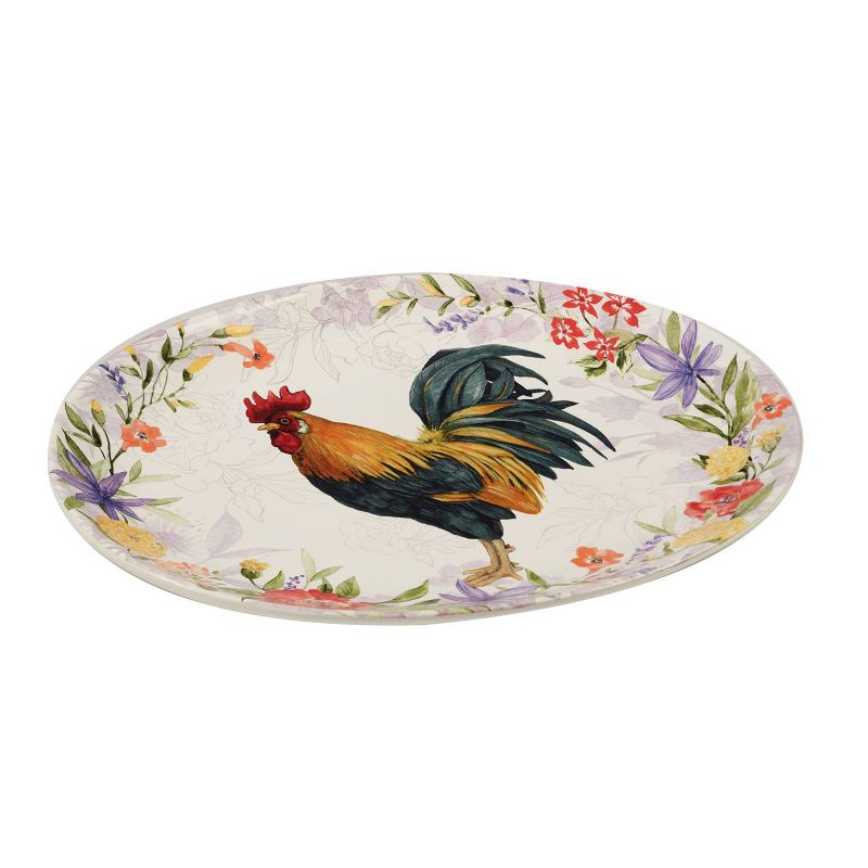 16&#34; x 12&#34; Floral Rooster Oval Serving Platter - Certified International, 3 of 5