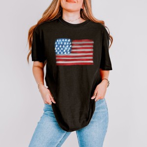 Simply Sage Market American Flag Smudged Garment Dyed Tee - 1 of 4