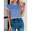 Clearlove Womens Summer Cropped Sweater Vest Trendy Cap Sleeve Crop Tops Crew Neck Loose Knit Tank Top - 2 of 4