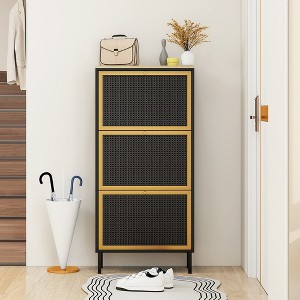 Modern Freestanding Shoe Cabinet with Flip Drawers and Removable Shelf - Ideal for Entryway, Hallway, Living Room - 1 of 4