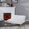 Convertible Futon Sofa Bed Modern Teddy Fabric Loveseat Sleeper Couch With Adjustable Backrest Metal Legs For Small Spaces Living Room White - 3 of 4