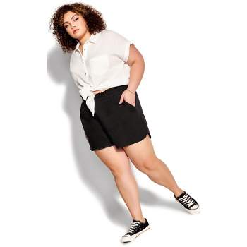 Women's Plus Size Remi Fray Hem Short - black | SOCIETIE+