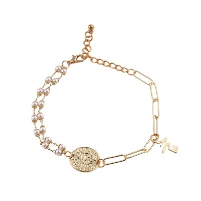 SOHI Women's California Gold The Monnaie Chainlink Bracelet