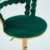 PDTEND Modern Bar Tools Set Of 2 with Golden Color Iron Tube Legs, Soft Cushions and Comfortable Backrest in Green - 3 of 4
