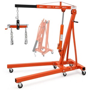 Hydraulic Engine Hoist 2 Ton, Cherry Picker Shop Crane with 6 Casters and Telescopic Boom, 4400 Lbs Heavy Duty Engine Hoist Crane Lift for Garage - 1 of 4