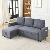 VYNXARIA 78.7"Comfortable Linen L-Shaped Combo Sofa Sofa Bed,Reversible Sleeper Combo Sofa with Pullout Bed - 4 of 4
