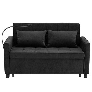 TiramisuBest 56.9" Pull-Out Loveseat Sofa Bed – Convertible Sleeper with Reversible Backrest, USB Ports, Phone Holder & Side Pockets,Green - 1 of 4