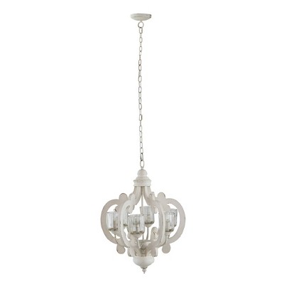 21"x24" 6-Light Wood Chandelier Ceiling Light - A&B Home