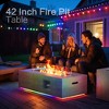 Evita 50,000 BTU Outdoor Fire Pit Table with LED Light, Propane Tank, Windshield, Glass Stone and Rain Cover-42*20*12 Inch, Brown - 4 of 4