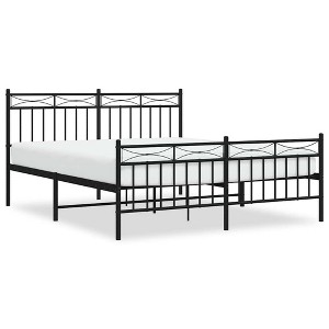 vidaXL Queen Metal Bed Frames with Headboard, Under Bed Storage, Noise Free, Black, No Mattress - 1 of 4