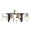 Modern 7-Piece Dining Set for 6,Black Wood Oval Dining Table with Linen Dining Chairs with Metal Legs for Dining Room,Kitchen Furniture-Tanpinhause - 2 of 4