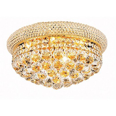 Gold Royal Cut Crystal Flush Mount Chandelier
