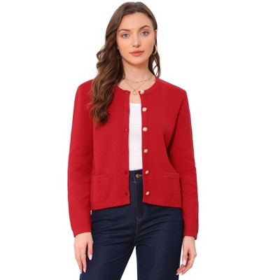 INSPIRE CHIC Women's Button Down Long Sleeve Crew Neck Solid Casual Knitted Sweater Cardigan