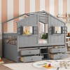 TIRAMISUBEST Full Size House Loft Bed with Roof, Windows and 4 Storage Drawers,Pine Wooden Loft Bedframe with Ladder and Safety Guardrails - 3 of 4