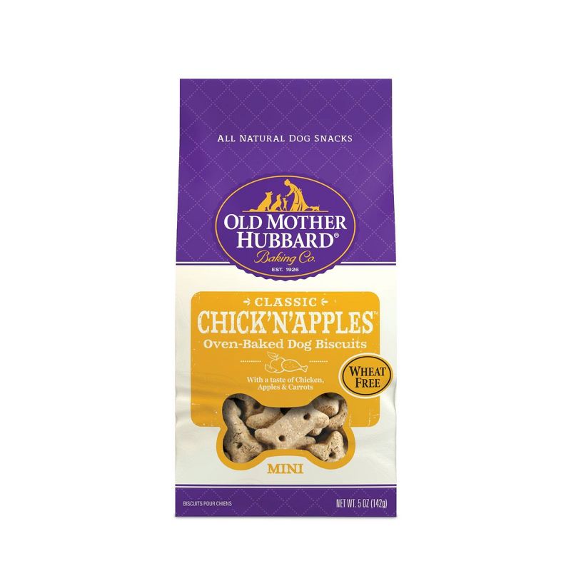 Old Mother Hubbard by Wellness Wheat Free Classic Crunchy CHICK'N' Apple with Chicken and Carrot Biscuits Mini Oven Baked Dog Treats, 1 of 7