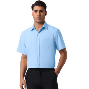INSPIRE CHIC Men's Short Sleeve Button Down Casual Summer Hawaiian Beach Linen Shirts - 1 of 4