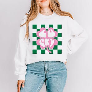 Simply Sage Market Women's Graphic Sweatshirt Luck With Shamrock - 1 of 4