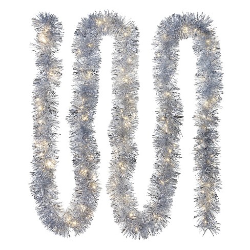 Mr Christmas Led Lit Tinsel Garland Silver 12 Target