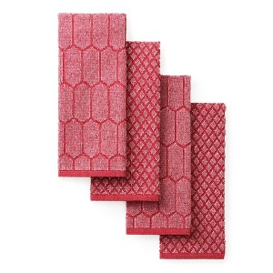 MARTHA STEWART Honeycomb Chambray Textured Kitchen Towel 4-Pack Set - 1 of 3