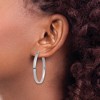 Black Bow Jewelry 3mm x 35mm White Rhodium Plated 14k Yellow Gold Round Hoop Earrings - 3 of 4