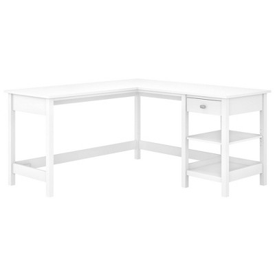 60W Broadview L Shaped Computer Desk with Storage Pure White - Bush Furniture