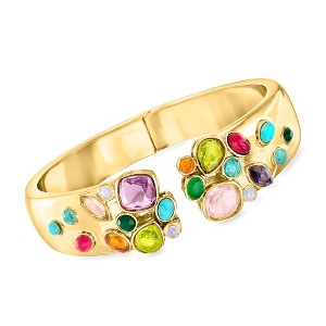 Ross-Simons 14kt Yellow Gold-Plated Cuff Bracelet With Simulated Multicolored Gemstones - 1 of 3