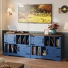 39-inch Large Vinyl Record Storage Cabinet - Farmhouse Turntable Stand w/ Double Barn Doors for Living Room & Bedroom - 3 of 4