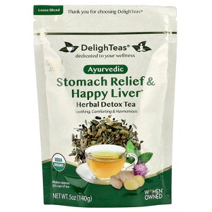 DelighTeas Ayurvedic Stomach Relief & Happy Liver, Herbal Detox Tea, Loose Blend, Caffeine Free, 5 oz (140 g) - 1 of 2