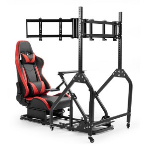 Dardoo Adjustable Racing Simulation Cockpit Red Seats And Triple Screen Display Bracket Fit For Logitech G923 G920 G29 Thrustmaster - 1 of 4