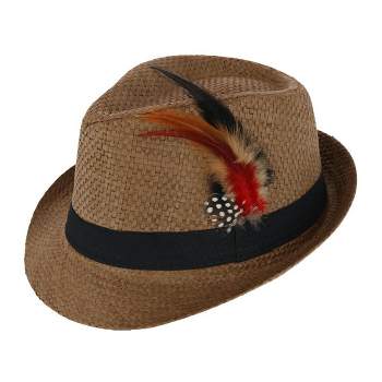 CTM Westend Men's Vented Fedora Trilby Hat with Feather