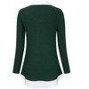 Women's Long Sleeve V Neck Contrast Collared Shirts Patchwork Work Blouse Tunics Tops - 3 of 4