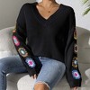 Coolmee Womens Knit Sweaters Fall Winter V Neck Long Sleeve Pullover Casual Loose Tops - 3 of 4