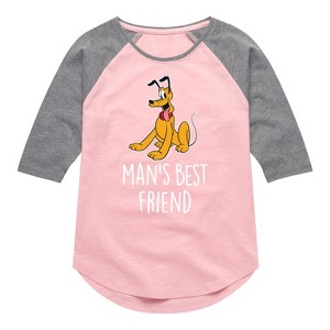 Girls' - Disney - Man's Best Friend Shirt Tail Raglan Graphic T-shirt - 1 of 3