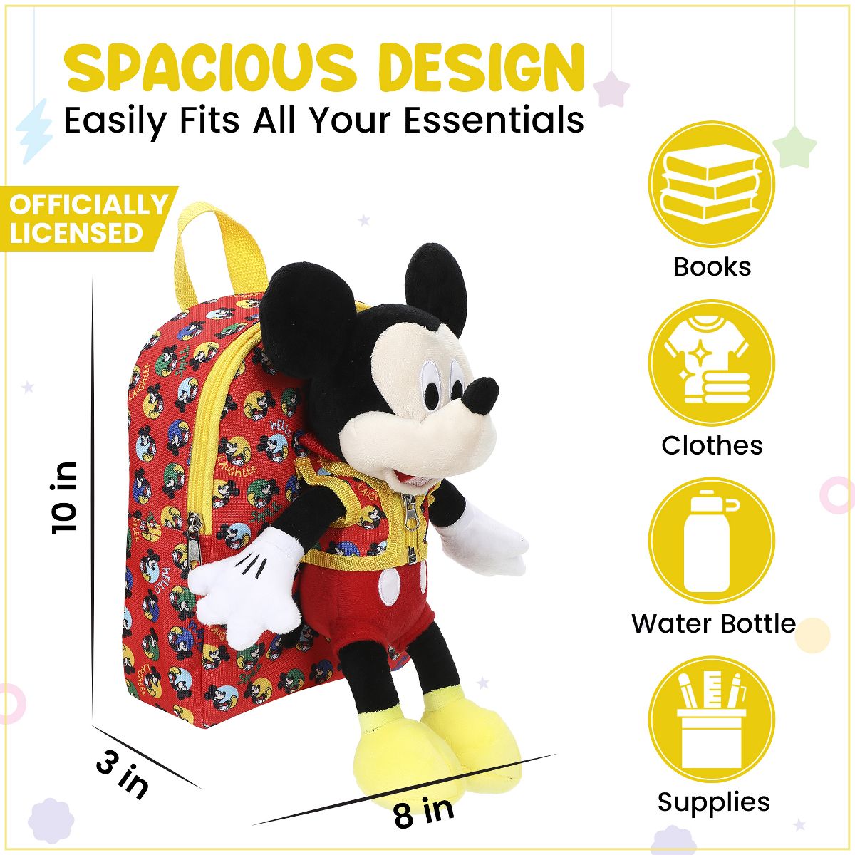 Disney Mickey Mouse Preschool Plush Mickey & 10" Backpack - thumbnail 3