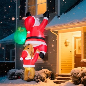 Paaaawaters 8 FT Hanging Christmas Inflatables Decoration, Christmas Inflatable Reindeer and Climbing Santa - 1 of 4