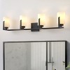 Modern 4-Light Bathroom Vanity Light Fixture, Matte Black Wall Sconce with Frosted Glass Shades - 2 of 4