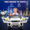 White 12V Kids Ride On Police Car With Sirens Flashing Lights Remote Control Usb Music Spring Suspension And Retractable Handle For Toddlers White - 3 of 4