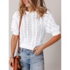Coolmee Women's Summer Tops Casual Crewneck Cap Sleeve Shirts Lightweight Crochet Knit Texture Tank Top Blouses - 2 of 4