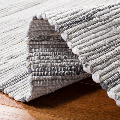 Hand-Woven Gray Cotton 4' x 4' Square Flatweave Area Rug