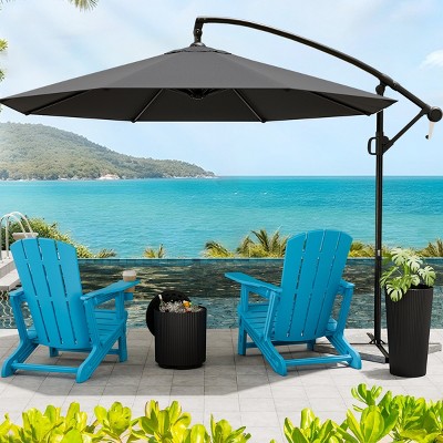 VisioGear Patio Umbrellas, Outdoor Market Hanging Umbrella, Patio Outdoor Umbrella with Crank Handle, Black, 114.17"*114.17"*81.49"